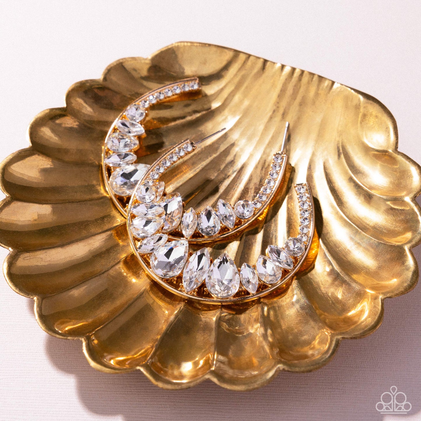 Refined Rewind Gold Rhinestone Hoops