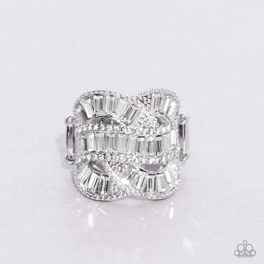 Six-Figure Flex Silver Rhinestone Ring
