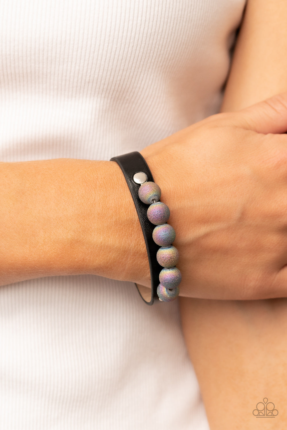 Saturn Safari Black Oil Spill Wrap Bracelet