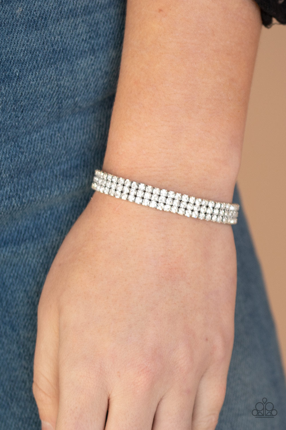 Stacked Deck Silver Rhinestone Bracelet