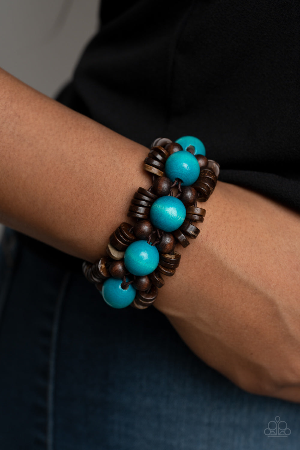 Tropical Temptations Blue Wood Bracelet
