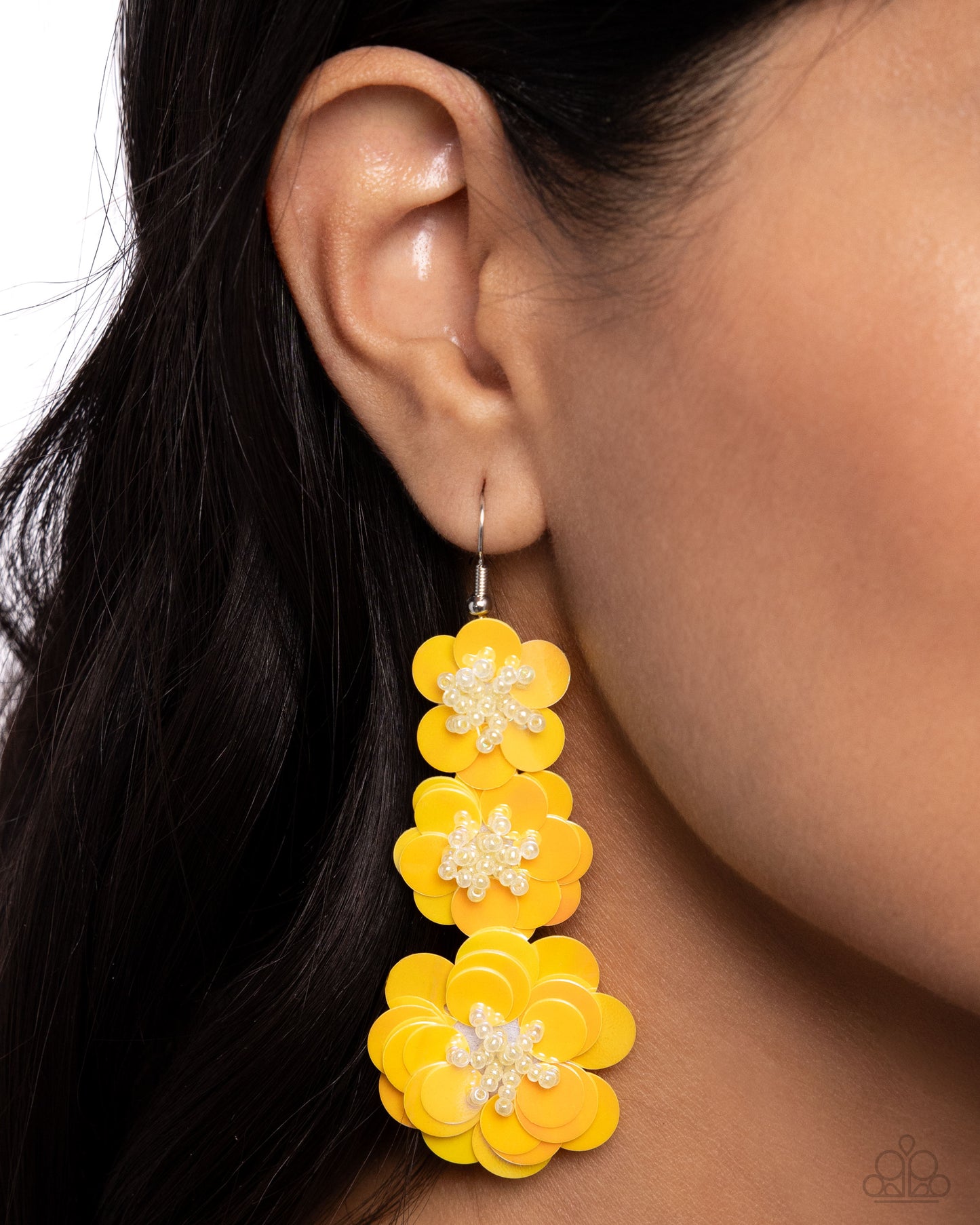 Beaded Bouquet Yellow Floral Earrings