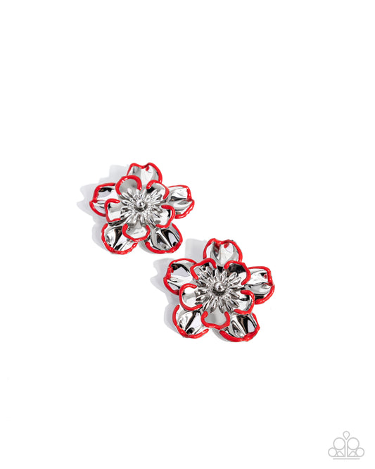 Merry Model Red Floral Earrings