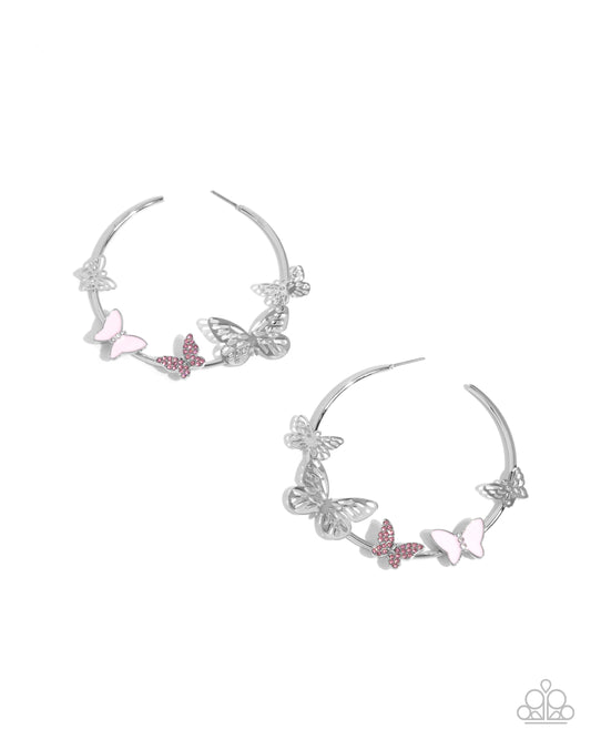 Aerial Allegiance Pink Butterfly Hoops