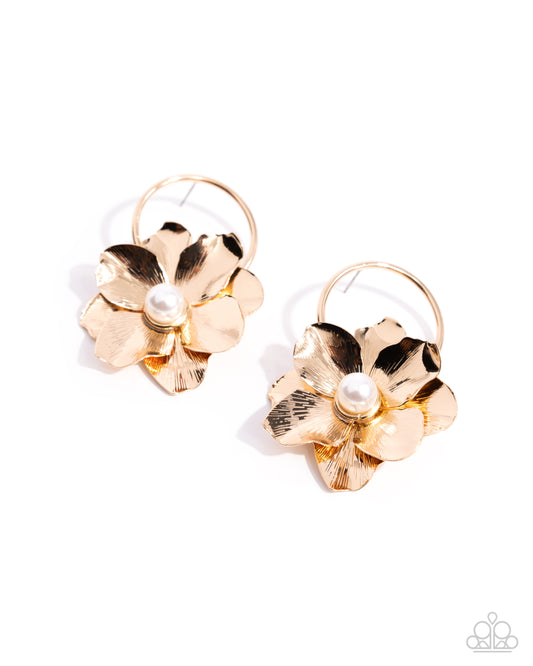 Backyard Bling Gold Floral Earrings