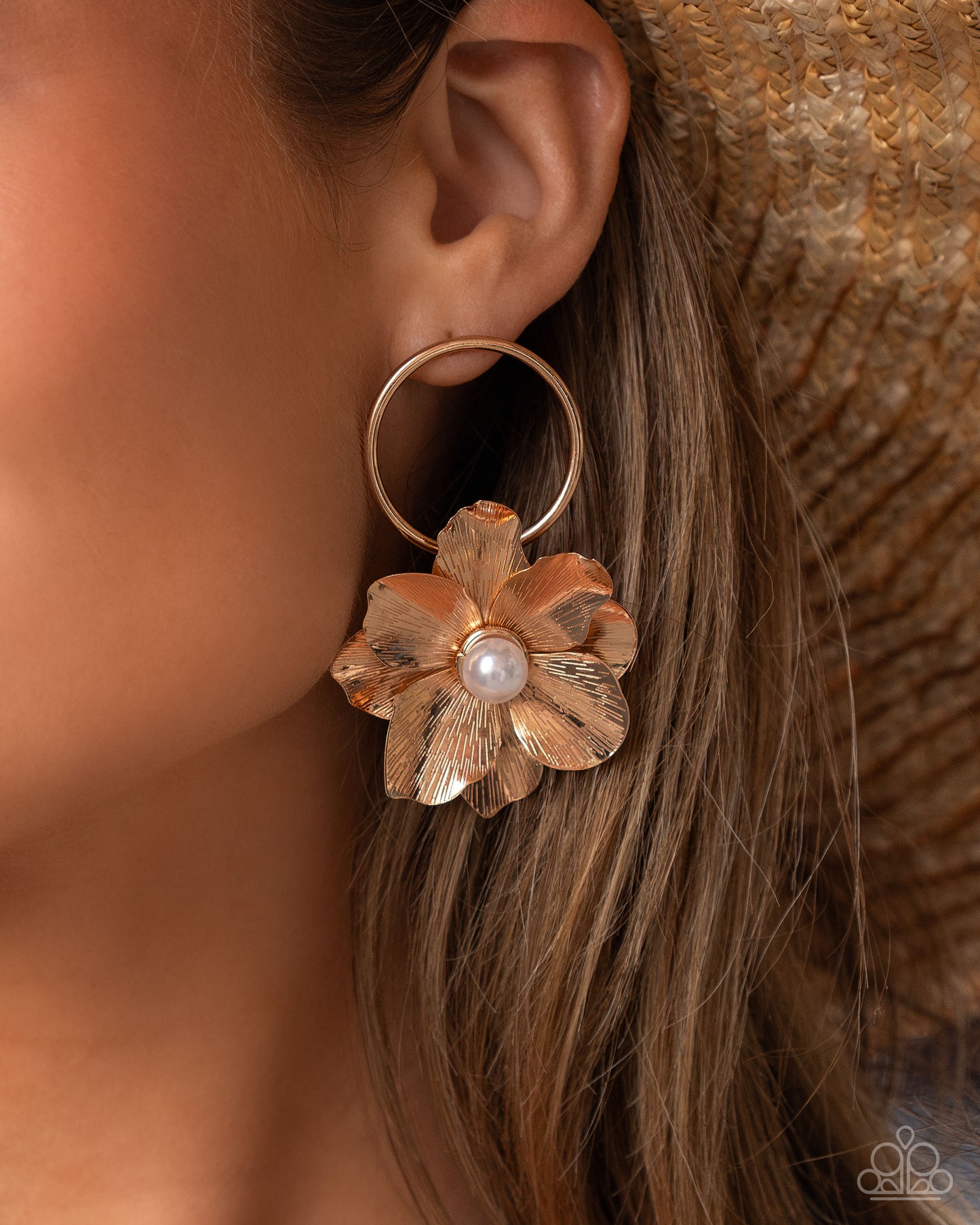 Backyard Bling Gold Floral Earrings