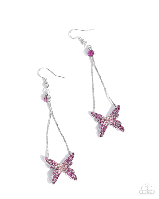 Pick A FLIGHT Pink Butterfly Earrings