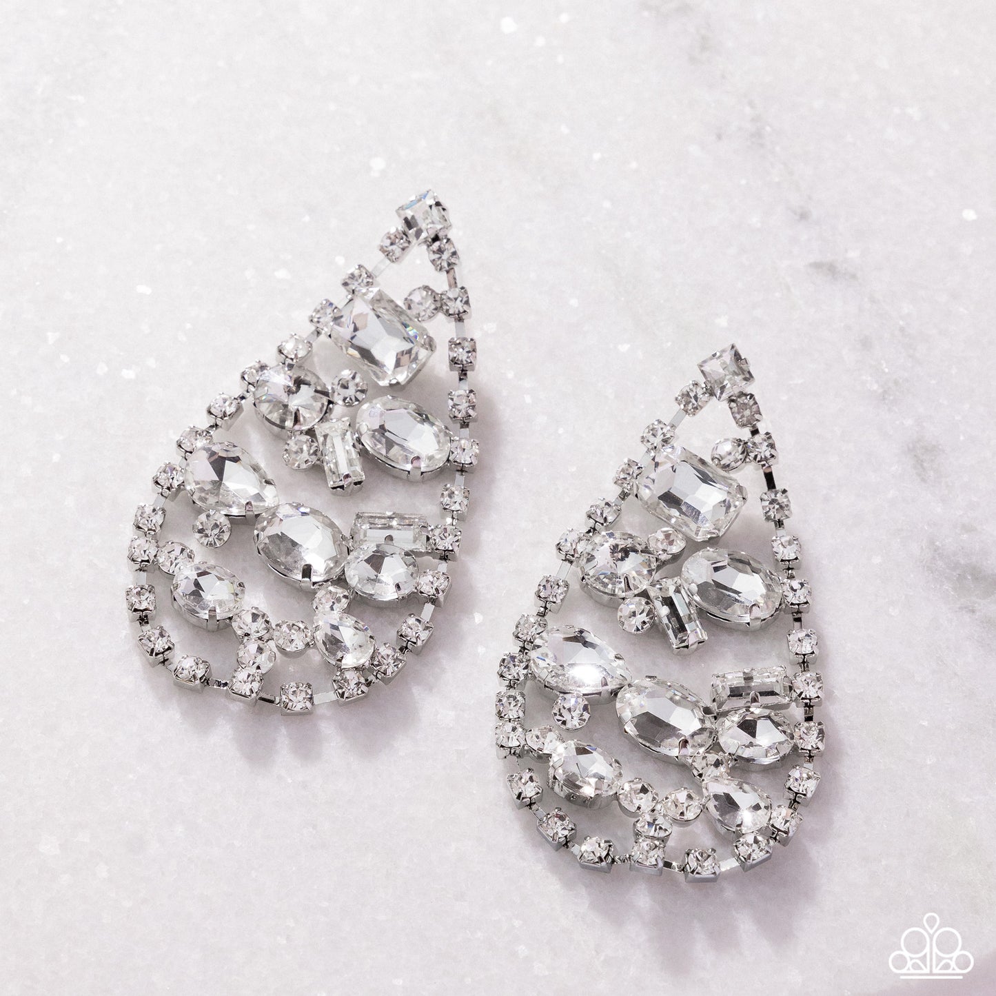 Giant Glitter Silver Earrings