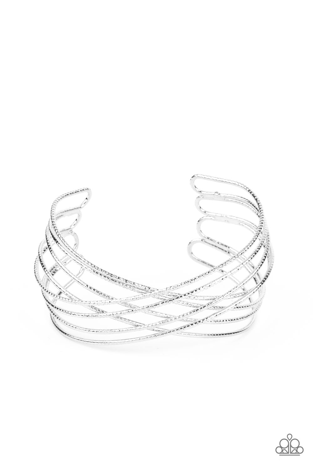 Strike Out Shimmer Silver Cuff Bracelet