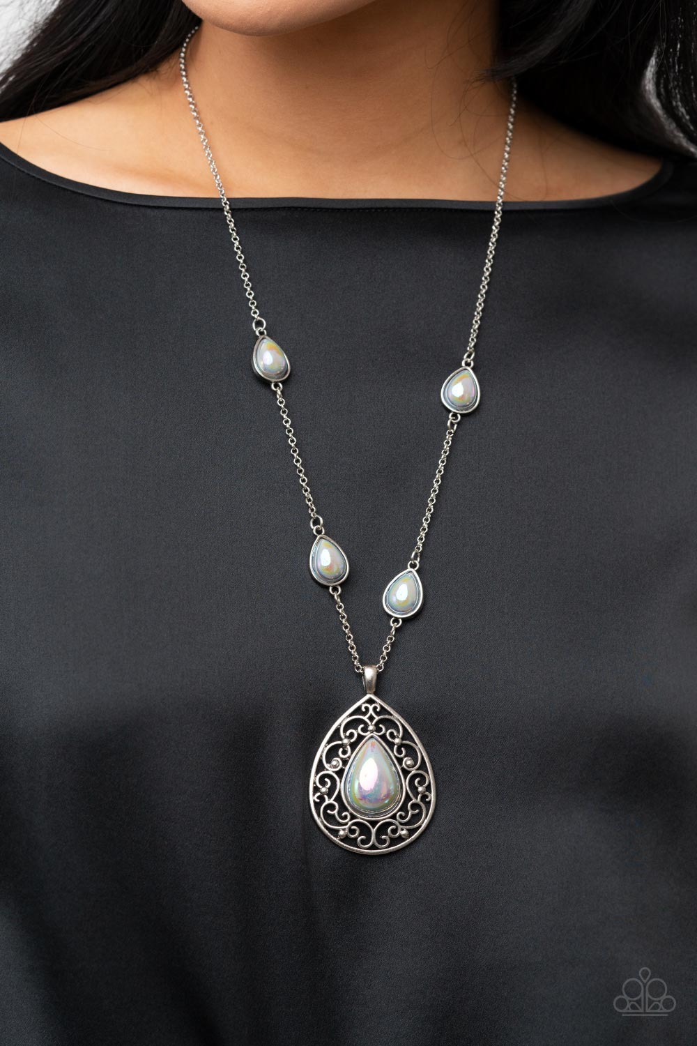 Magical Masquerade Silver Iridescent Necklace