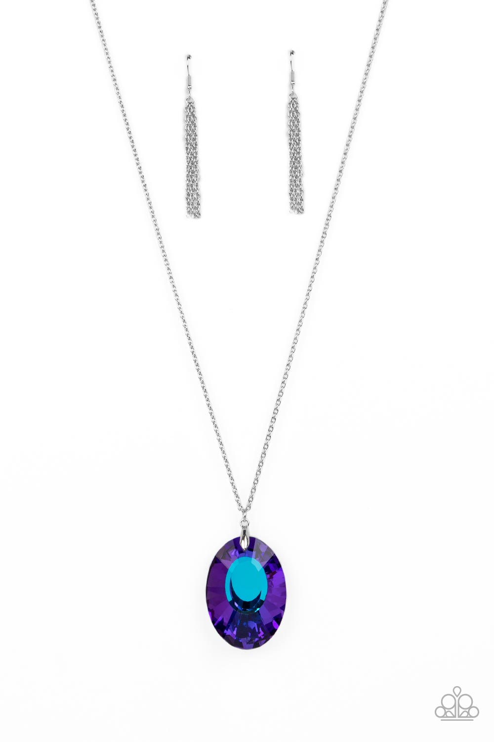 Celestial Essence Long Blue Oil Spill Necklace