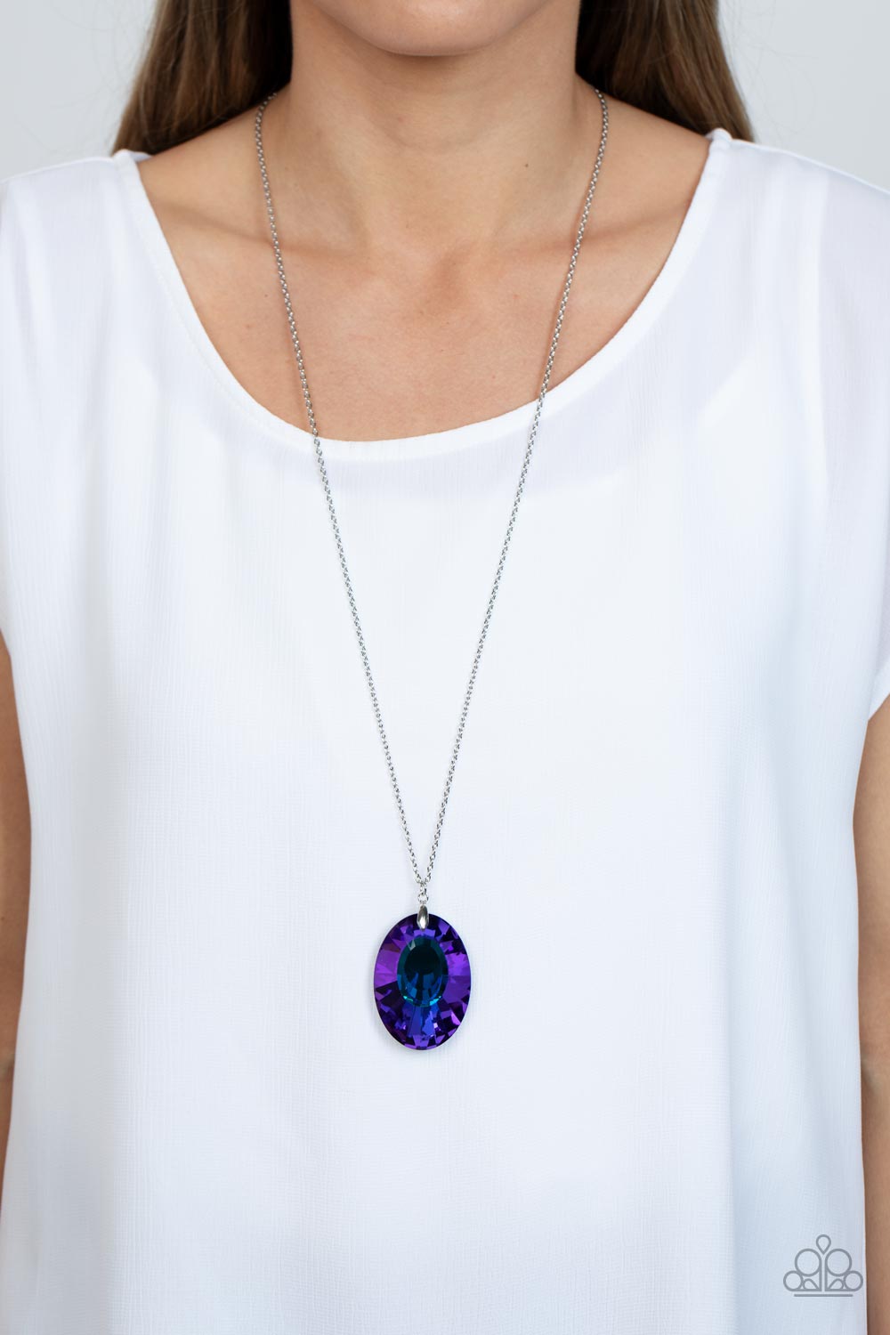 Celestial Essence Long Blue Oil Spill Necklace