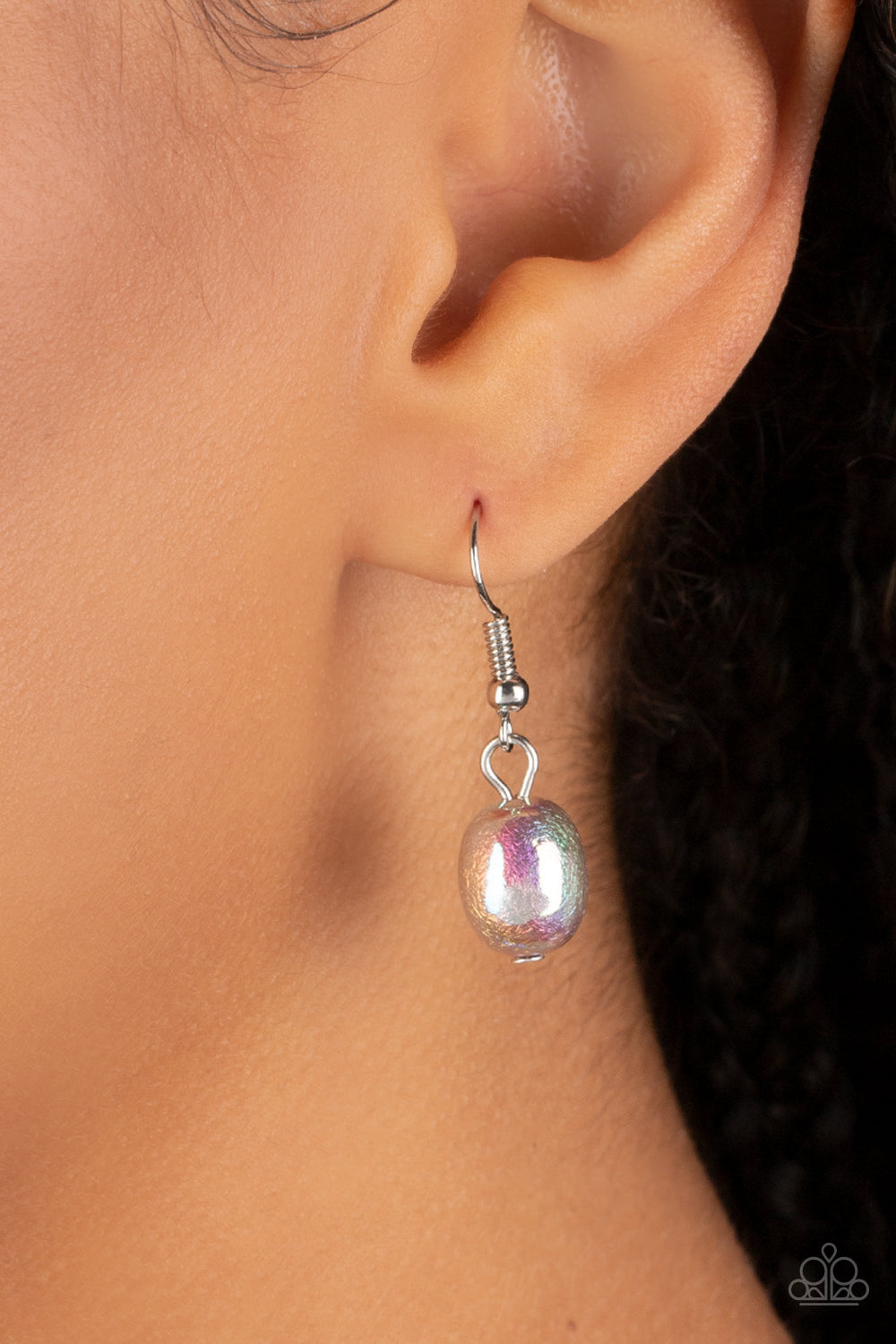 Interstellar Serenity Silver Iridescent Pearl Necklace