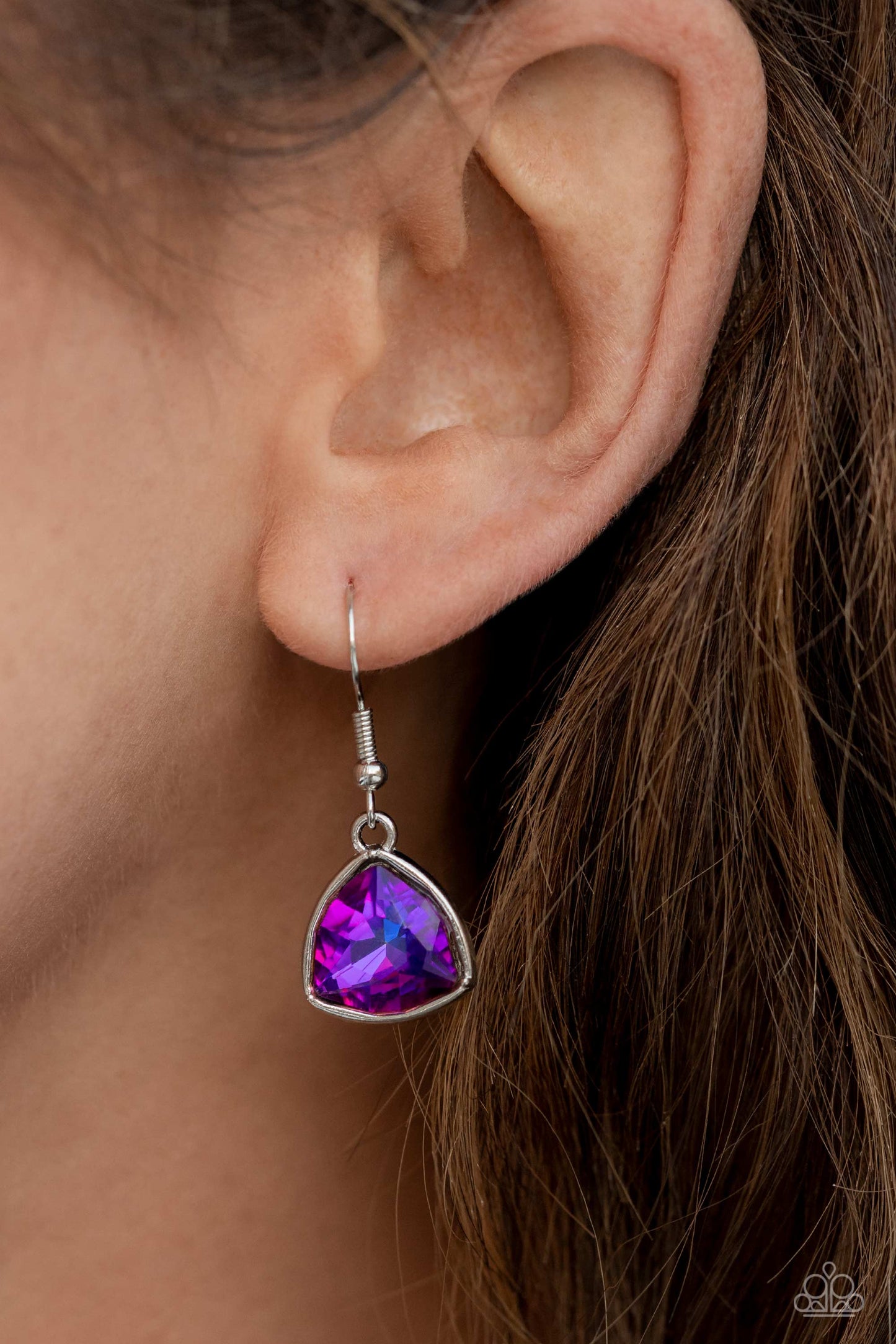 Glittering Geometrics Purple Multi Oil Spill Necklace