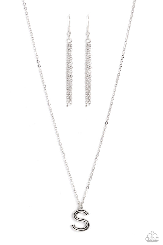 Leave Your Initials - S - Silver Pendant Necklace