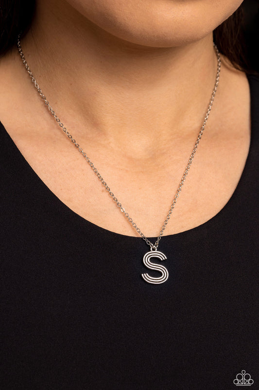 Leave Your Initials - S - Silver Pendant Necklace