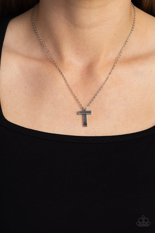 Leave Your Initials - T - Silver Pendant Necklace