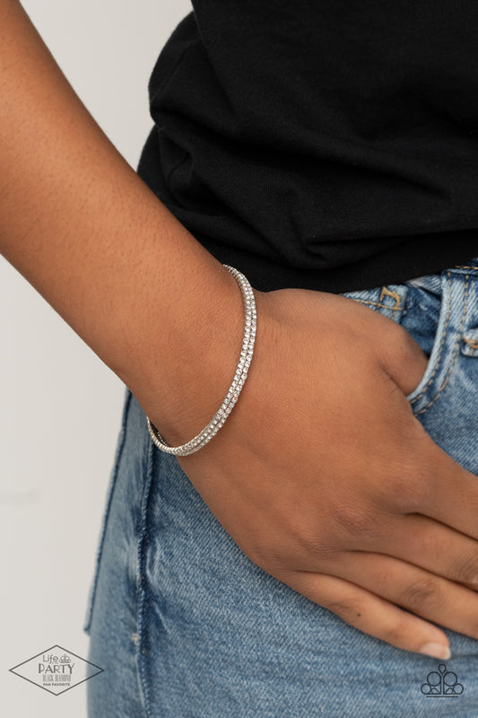 Sleek Sparkle Silver Rhinestone Infinity Bracelet