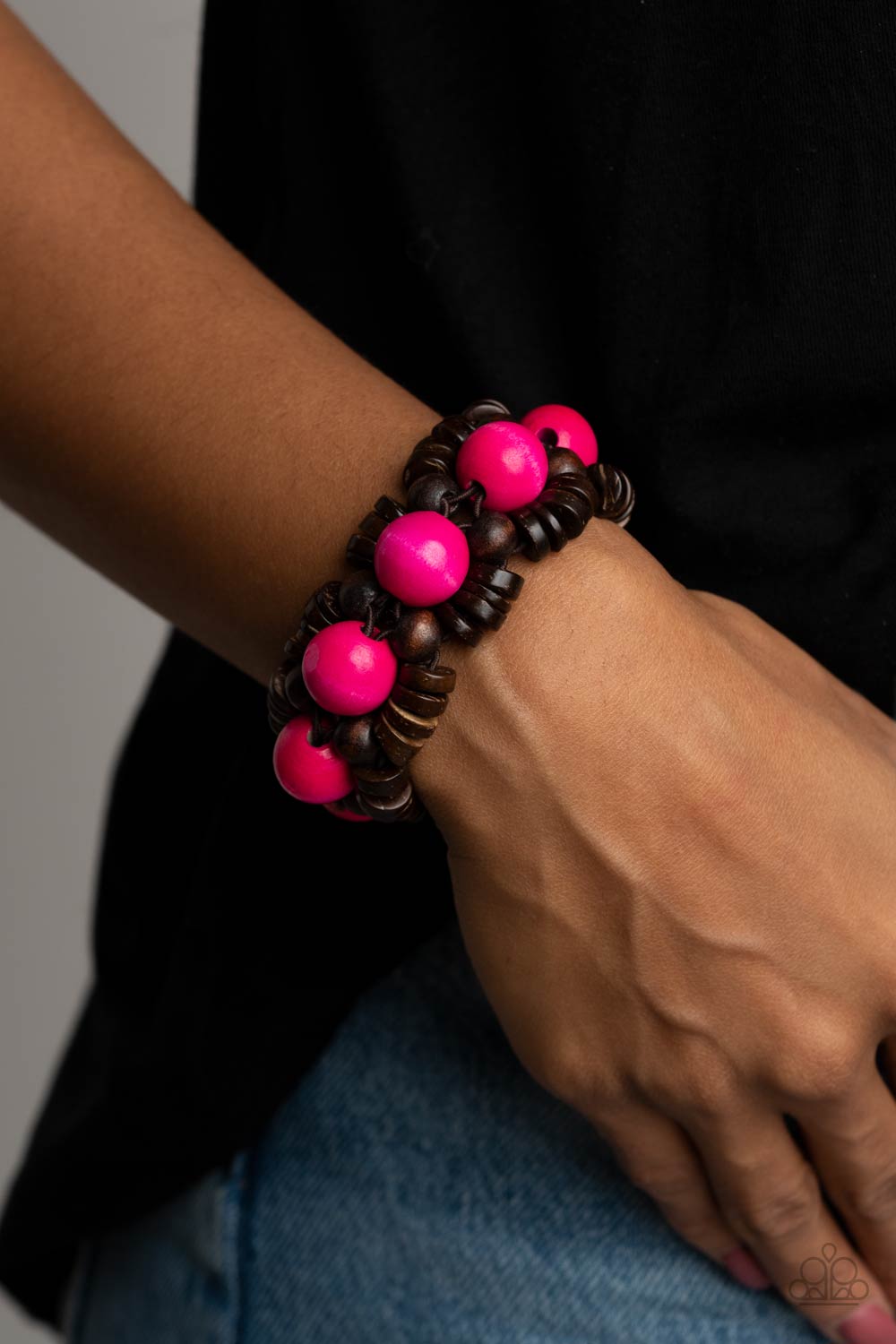 Tropical Temptations Pink Wood Bracelet