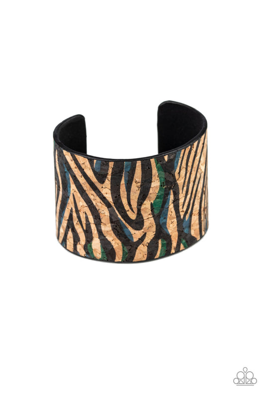 Show Your True Stripes Blue Cork Cuff Bracelet