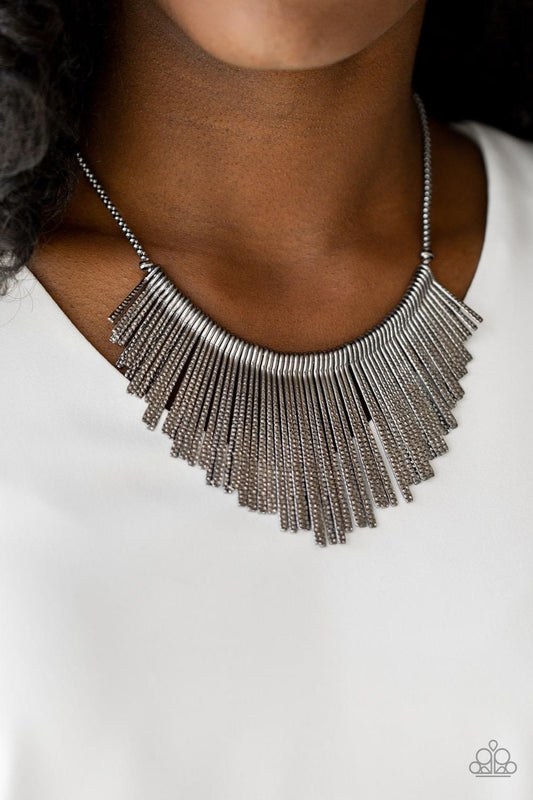 Metallic Mane Gunmetal Necklace