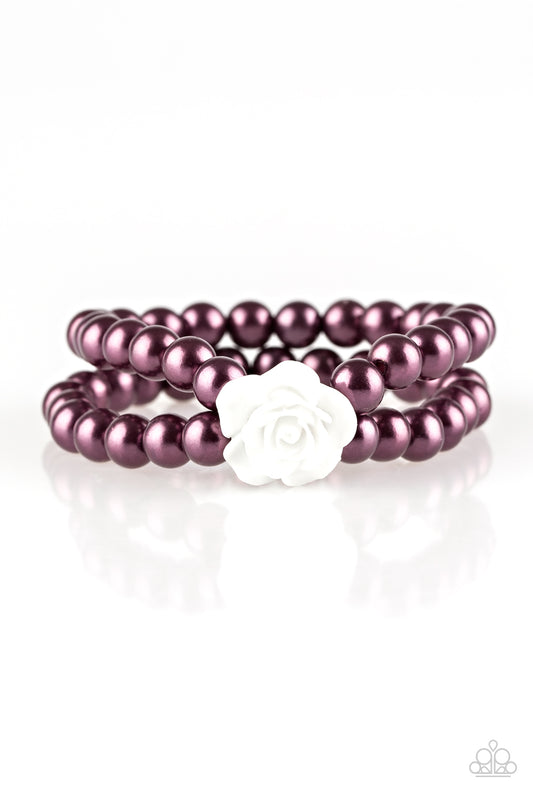 Posh And Posy Purple Bracelets With White Flower