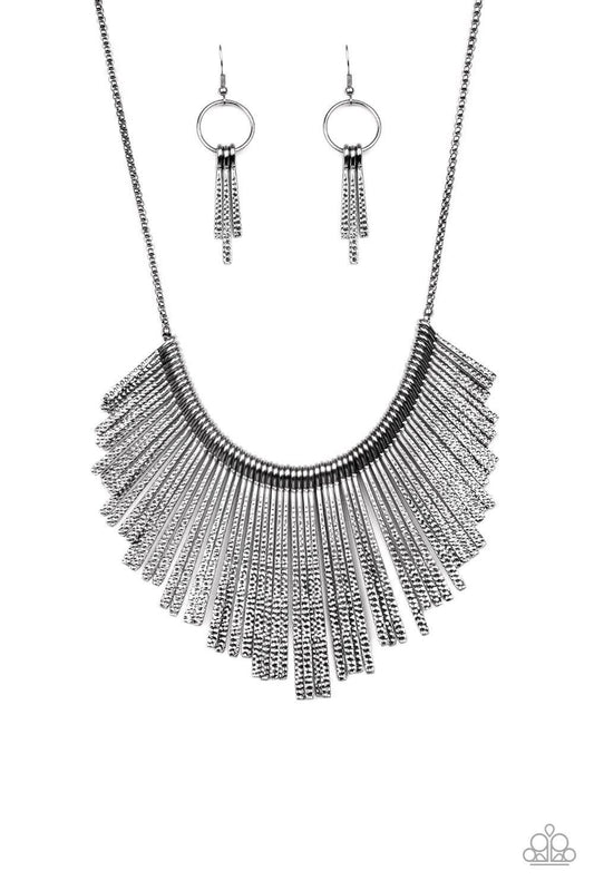Metallic Mane Gunmetal Necklace