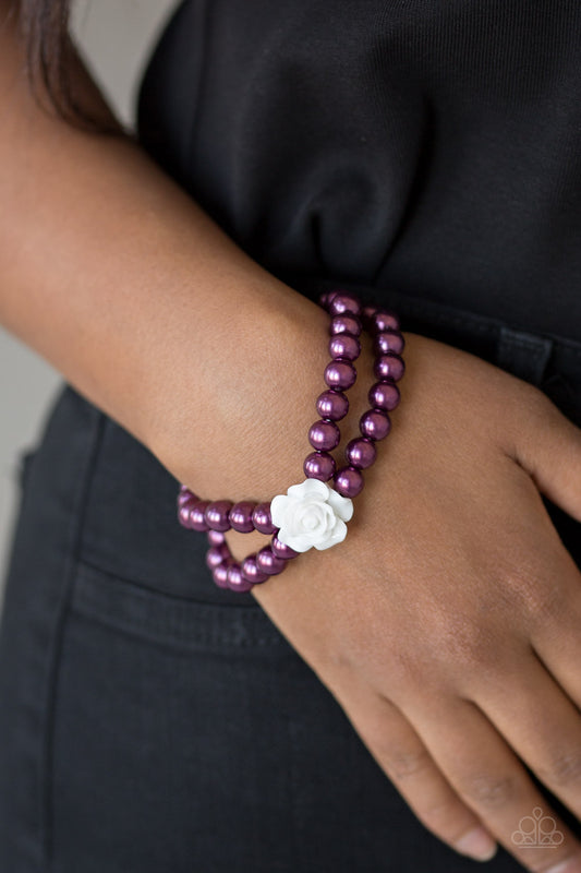 Posh And Posy Purple Bracelets With White Flower